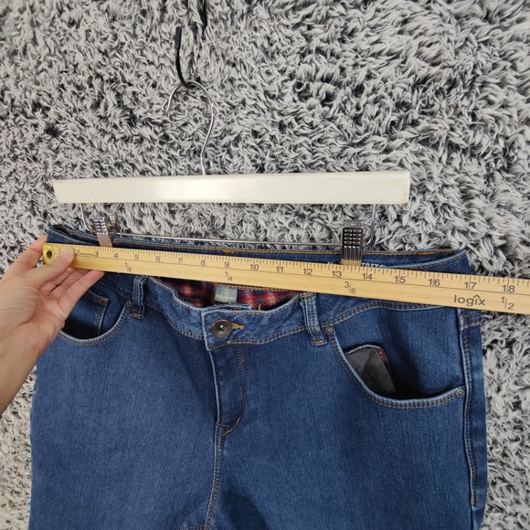 Natural Reflections Womens Gorpcore Cabin Flannel Lined Jeans 14 Blue Straight - Picture 2 of 16